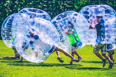 Outdoor bubble soccer