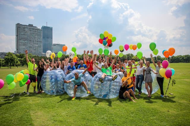 Bubble Allstars Team - bubble soccer event with balloons