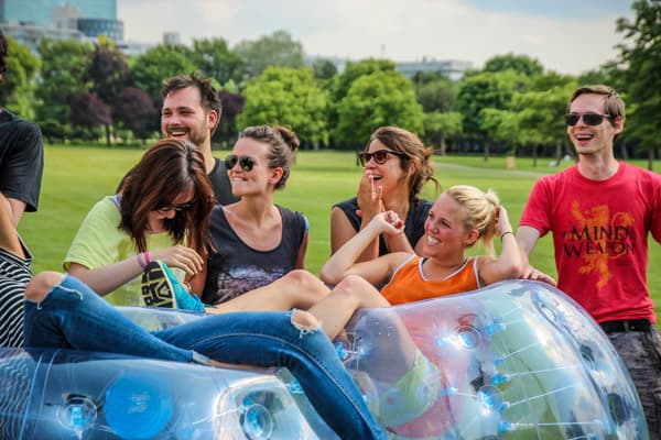 Bubble Allstars Team - bubble soccer event with balloons